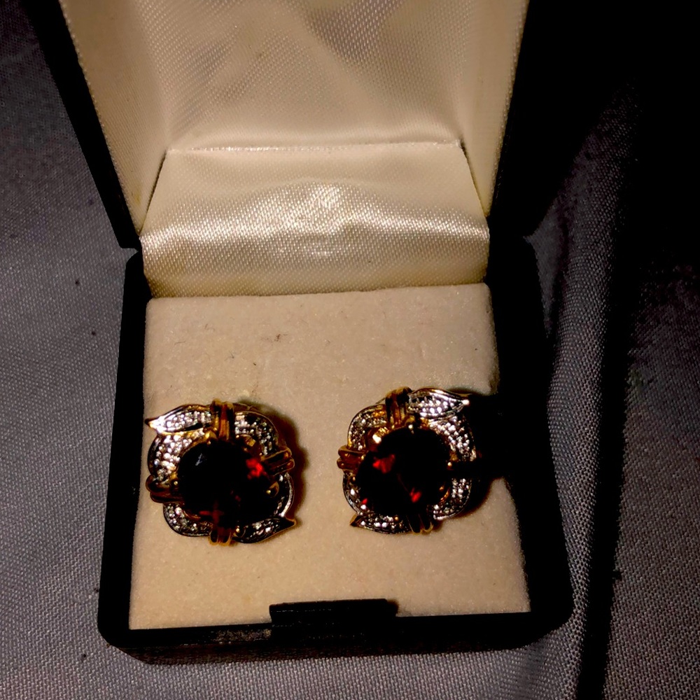 Earrings Ruby Birthstone 14K